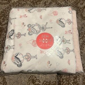 See Sweet Minky Designs baby blanket for girl. Brand new never opened.